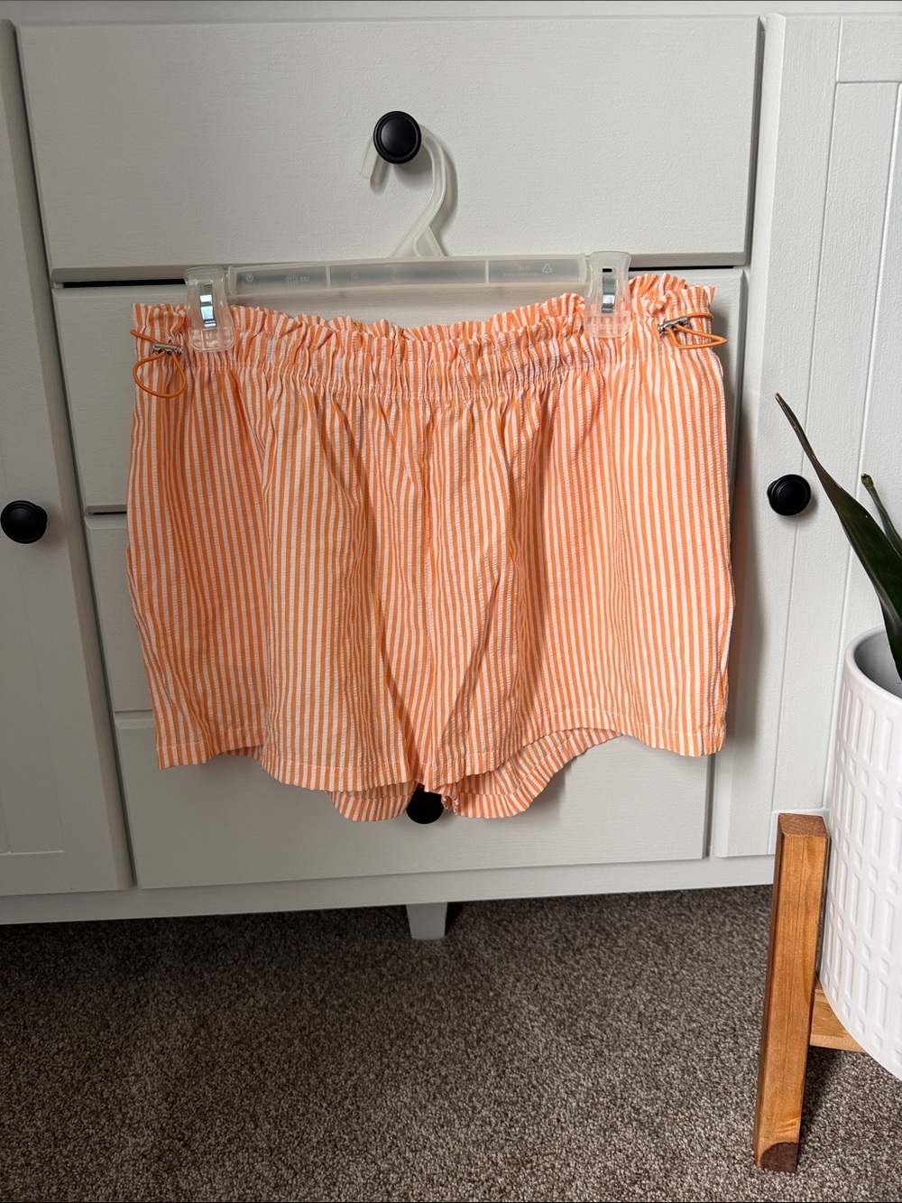 No Boundaries Orange and White Striped High-Waist Women's Shorts